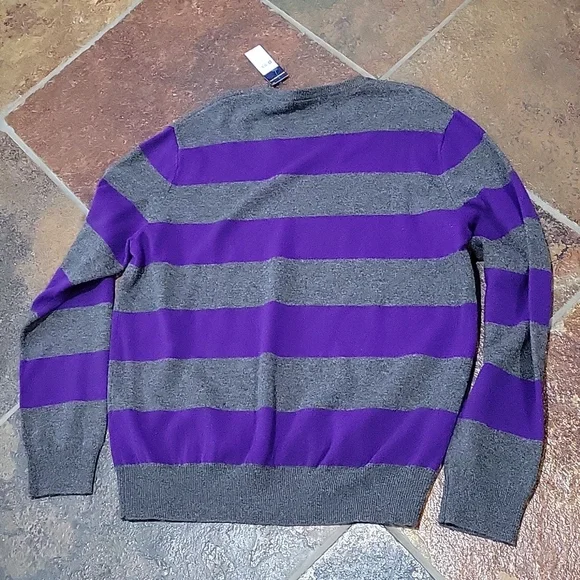 NWT Ralph Lauren Polo 100% Merino Wool Crewneck Stripe Sweater